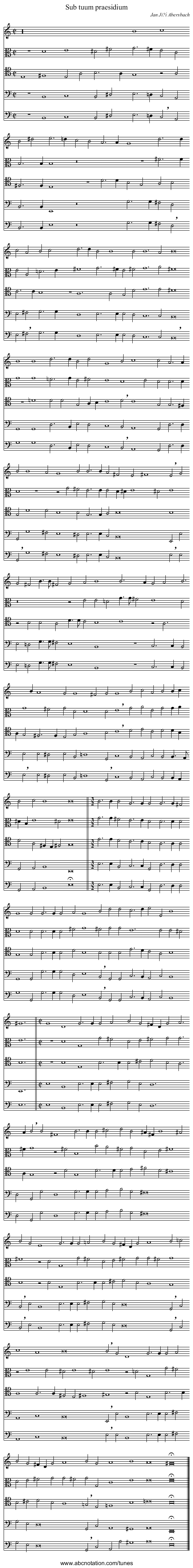 Sub tuum praesidium - staff notation