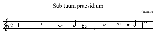 Sub tuum praesidium - staff notation