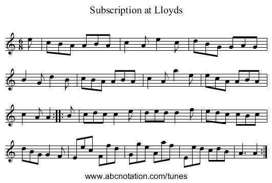 Subscription at Lloyds - staff notation