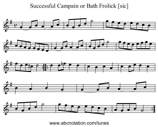Successful Campain or Bath Frolick [sic] - staff notation