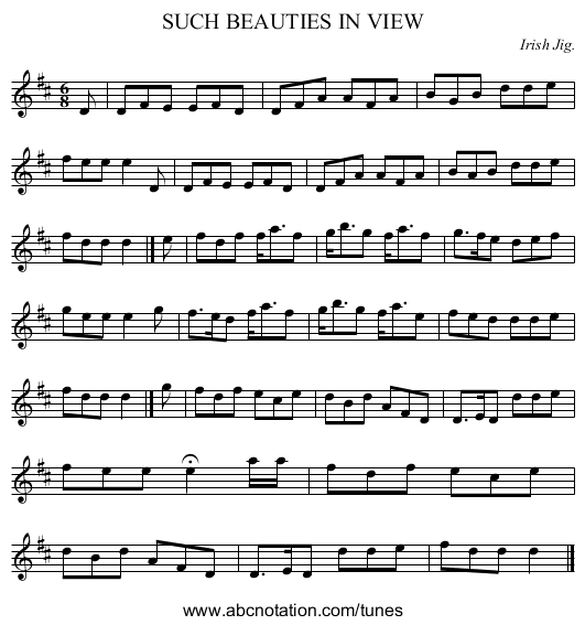 SUCH BEAUTIES IN VIEW - staff notation
