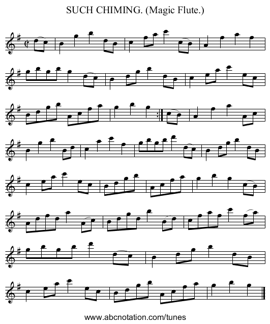 SUCH CHIMING. (Magic Flute.) - staff notation
