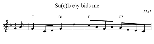 Su(c)k(e)y bids me - staff notation