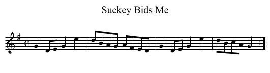 Suckey Bids Me - staff notation