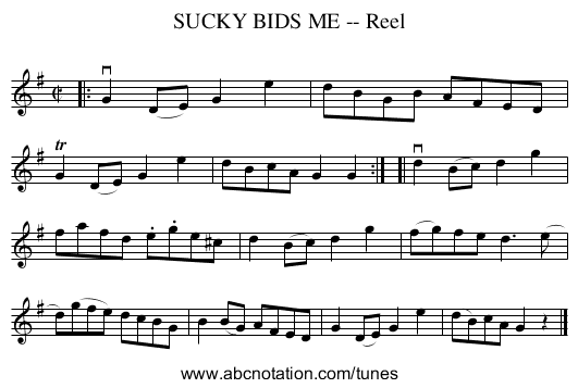 SUCKY BIDS ME -- Reel - staff notation