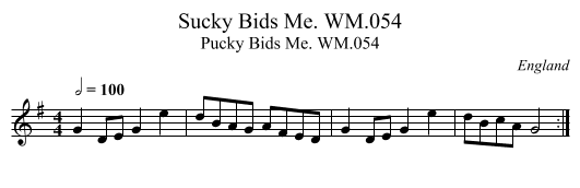 Sucky Bids Me. WM.054 - staff notation