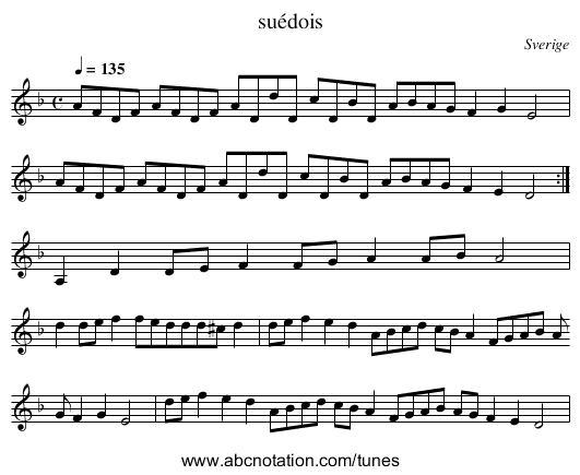 suédois - staff notation