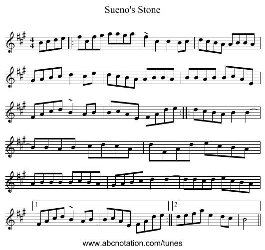 Sueno's Stone - staff notation