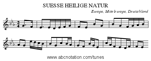 SUESSE HEILIGE NATUR - staff notation