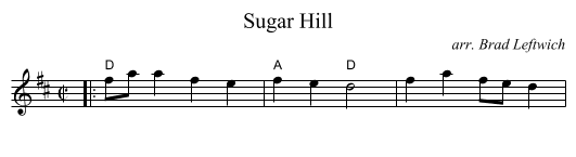 Sugar Hill - staff notation