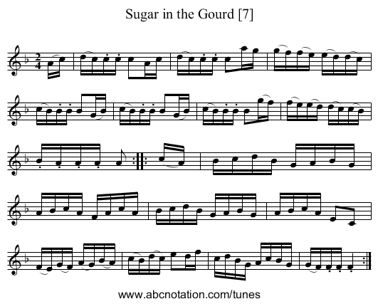 Sugar in the Gourd [7] - staff notation
