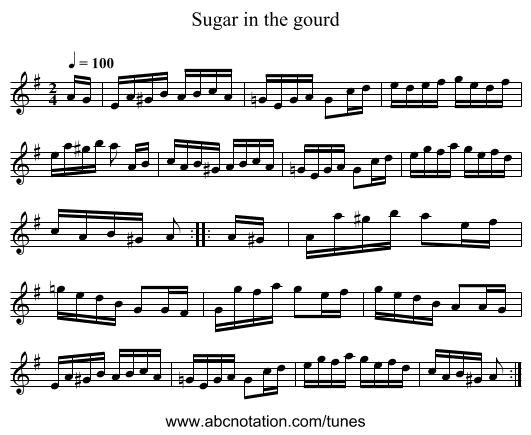 Sugar in the gourd - staff notation