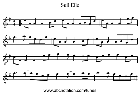 Suil Eile - staff notation