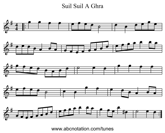 Suil Suil A Ghra - staff notation