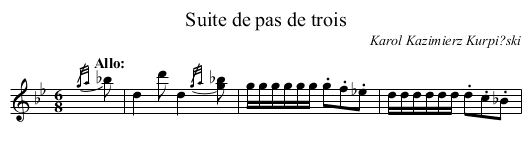 Suite de pas de trois - staff notation