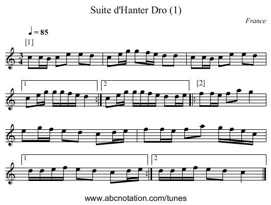 Suite d'Hanter Dro (1) - staff notation