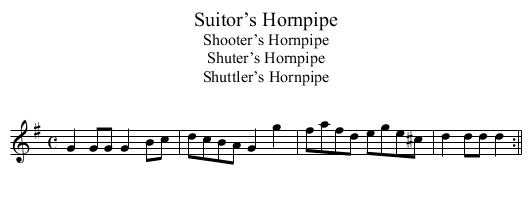 Suitor’s Hornpipe - staff notation