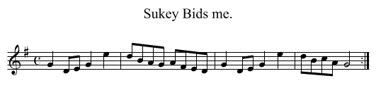 Sukey Bids me. - staff notation