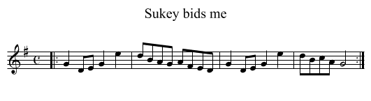 Sukey bids me - staff notation