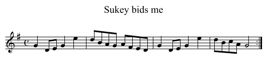 Sukey bids me - staff notation