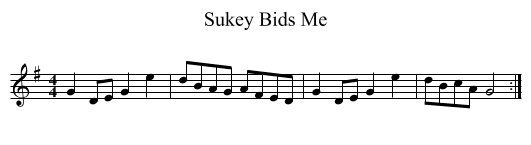 Sukey Bids Me - staff notation