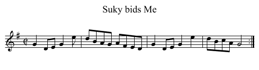 Suky bids Me - staff notation