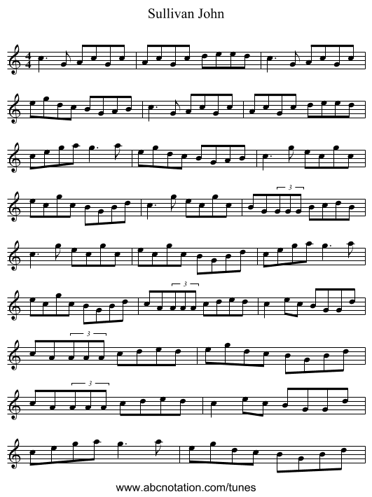 Sullivan John - staff notation