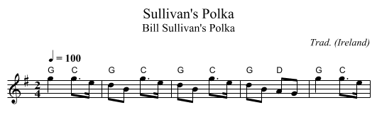 Sullivan's Polka - staff notation