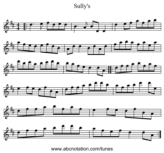 Sully's - staff notation