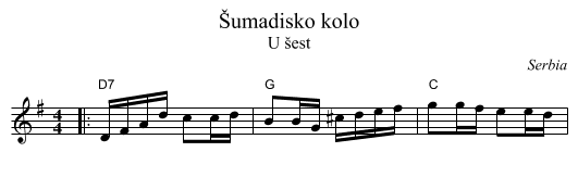 &Scaron;umadisko kolo - staff notation