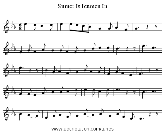 Sumer Is Icumen In - staff notation