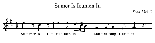 Sumer Is Icumen In - staff notation