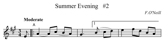 Summer Evening   #2 - staff notation