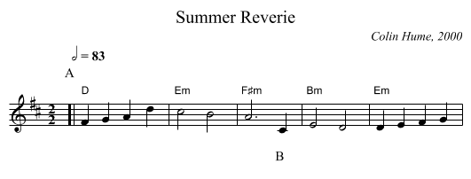Summer Reverie - staff notation