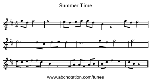 Summer Time - staff notation
