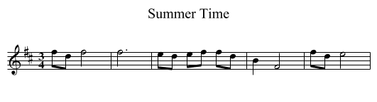 Summer Time - staff notation