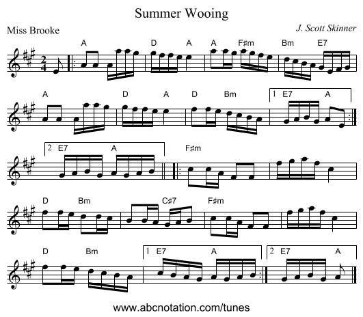 Summer Wooing - staff notation
