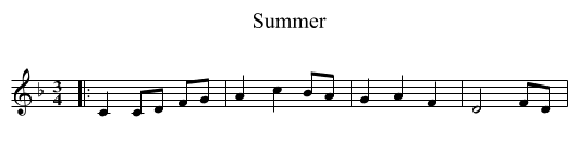 Summer - staff notation
