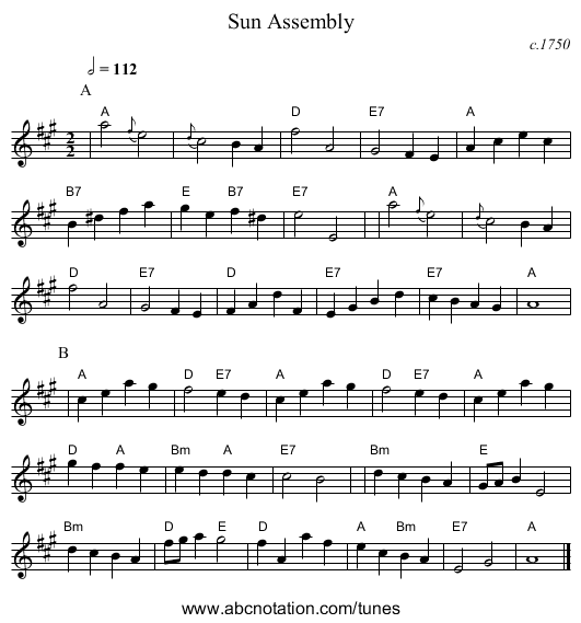 Sun Assembly - staff notation
