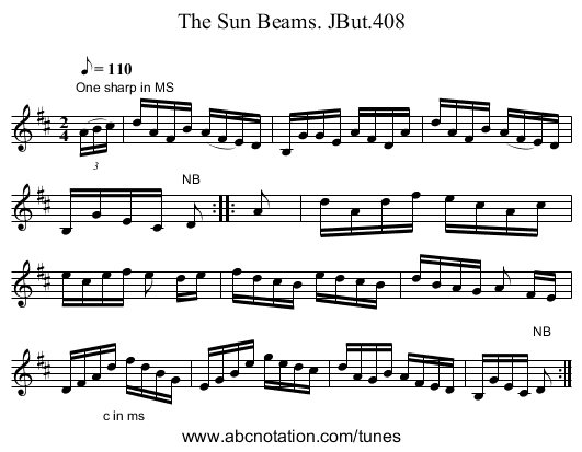 Sun Beams. JBut.408, The - staff notation