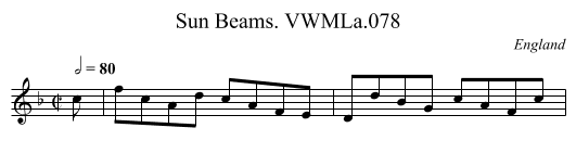 Sun Beams. VWMLa.078 - staff notation