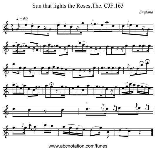 Sun that lights the Roses,The. CJF.163 - staff notation