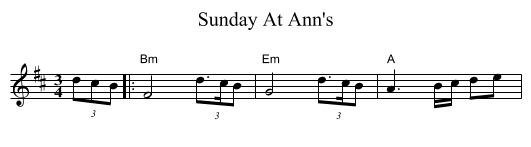 Sunday At Ann's - staff notation