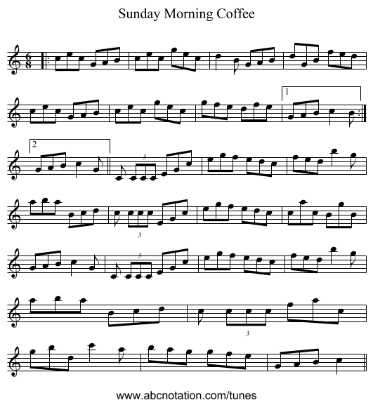 Sunday Morning Coffee - staff notation