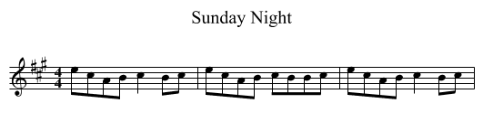Sunday Night - staff notation