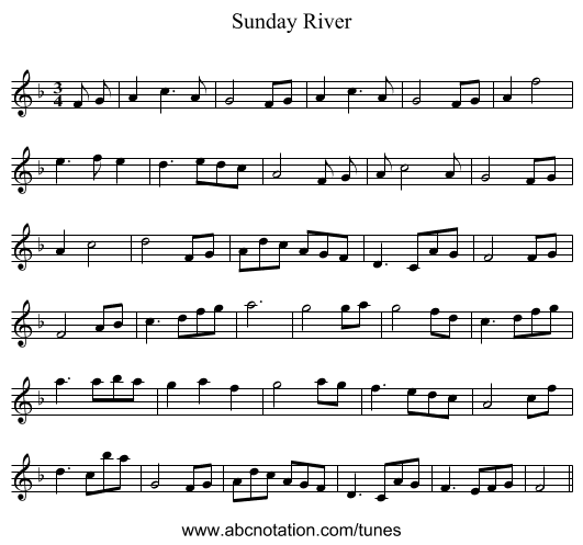 Sunday River - staff notation