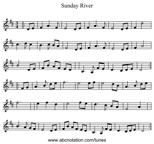 Sunday River - staff notation