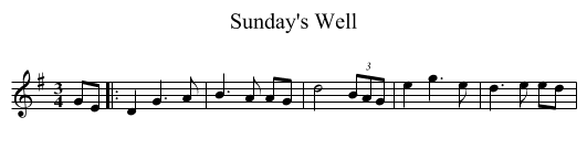Sunday's Well - staff notation