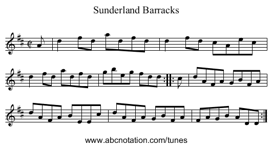 Sunderland Barracks - staff notation