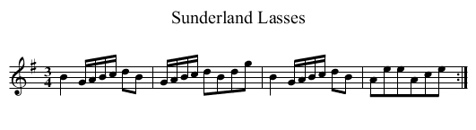 Sunderland Lasses - staff notation